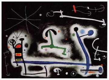 Personnages et Oiseaux Fête pour la nuit qui s’approche de Joan Miro Peinture à l'huile